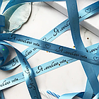 Лента подарочная "Я люблю тебя!" (Голубая с черным нанесением) 20 мм х 5 метров, фото 4