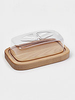 Маслёнка - сырница деревянная с крышкой Adelica, 17×11×6,5 см, берёза