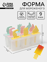 Форма для мороженого «Фрукты», 17.5×9×11 см, 9 ячеек, прозрачная