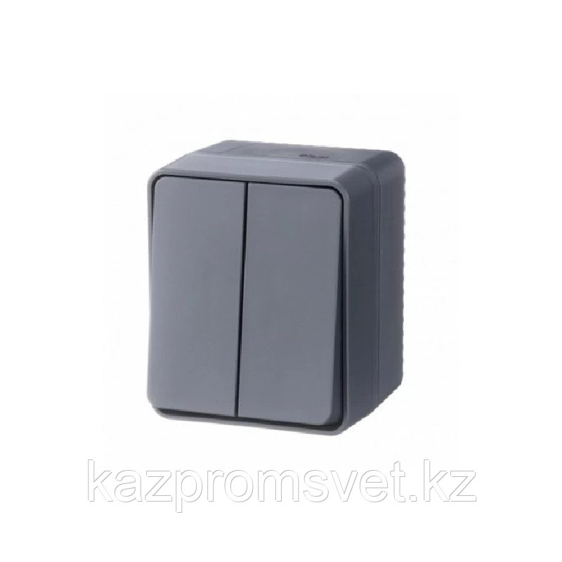 Выключатель 2-кл о/у IP54 Atlas Profi 54 АНТРАЦИТ, фото 1