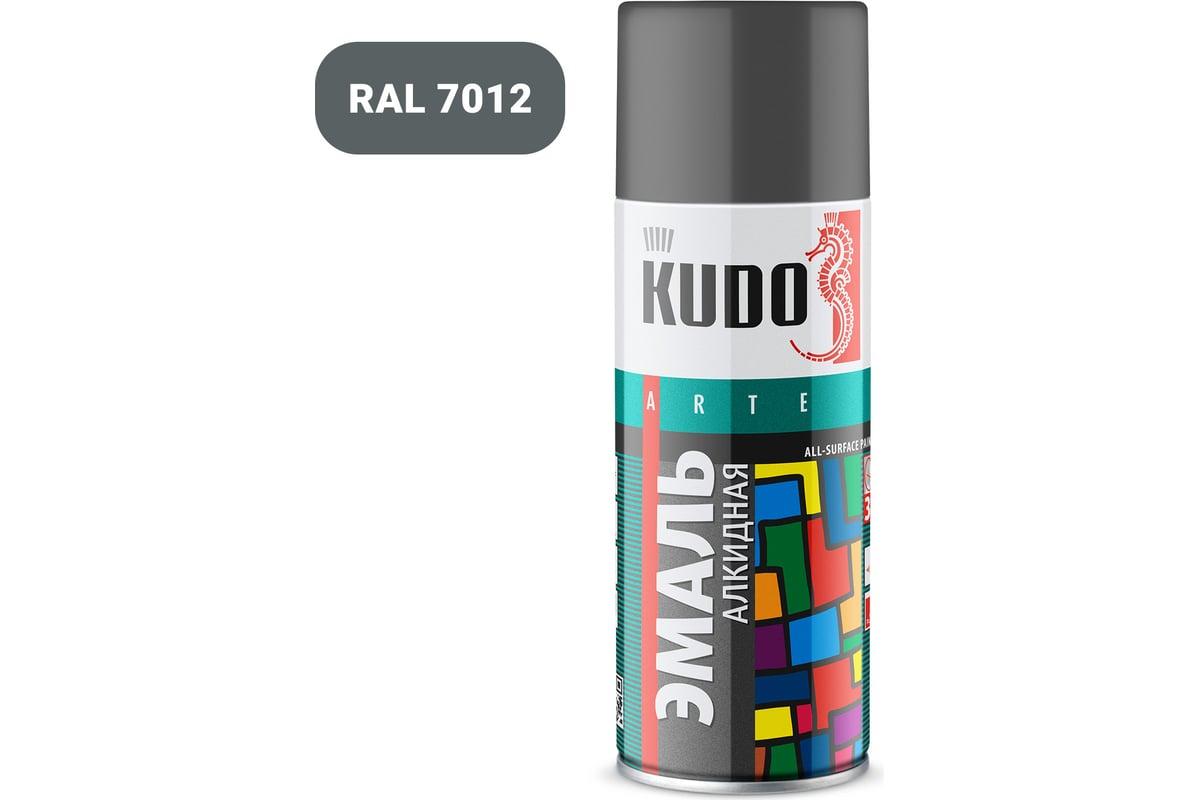 Эмаль универсальная Kudo, тёмно-серая, глянцевая, 520 мл/270 г