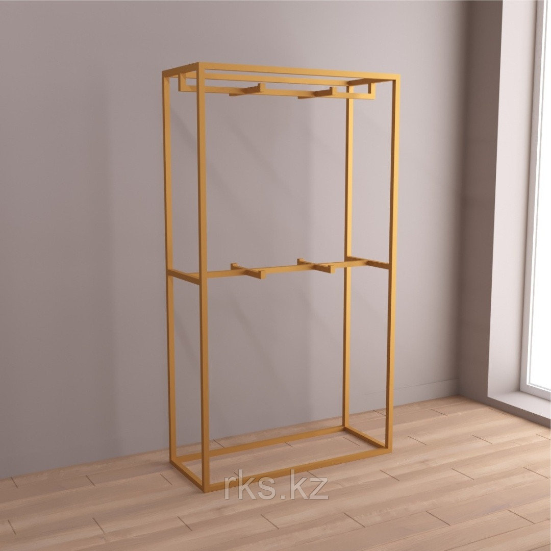 Вешало напольное Рейл 3 0305 Racks.kz ,215x90x40 см, золотой