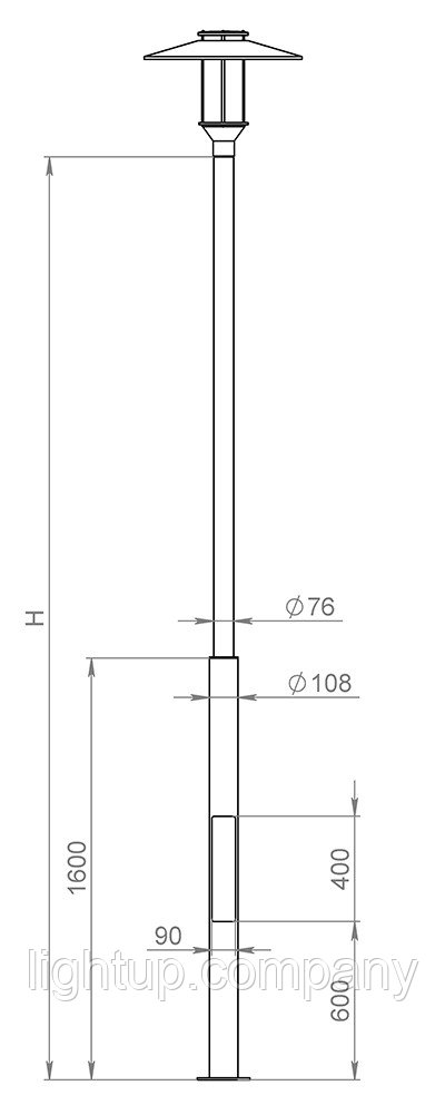 ОПОРА СТАЛЬНАЯ ДЛЯ ПАРКОВОГО СВЕТИЛЬНИКА 4 метров, фото 1