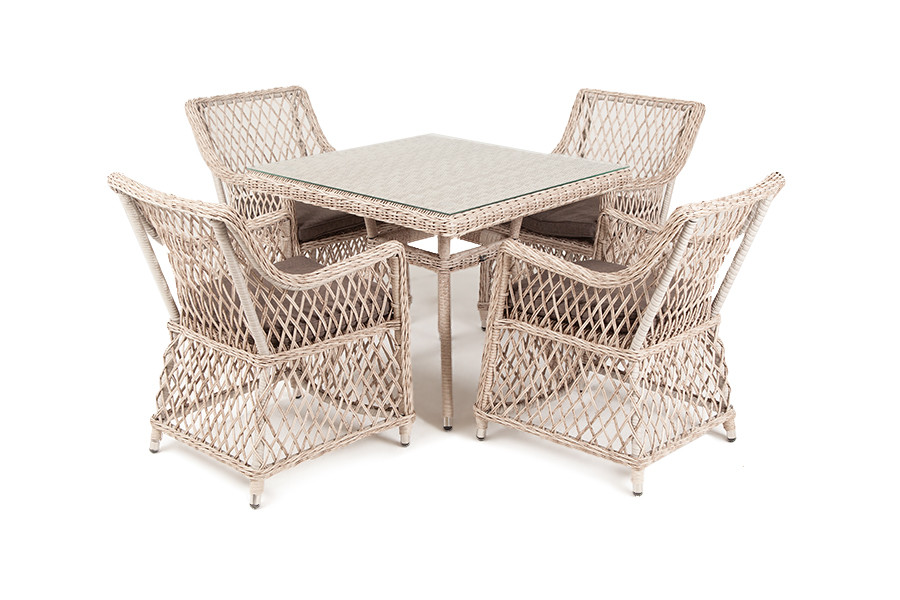 "Айриш" обеденная группа плетеная на 4 персоны, цвет бежевый, фото 1