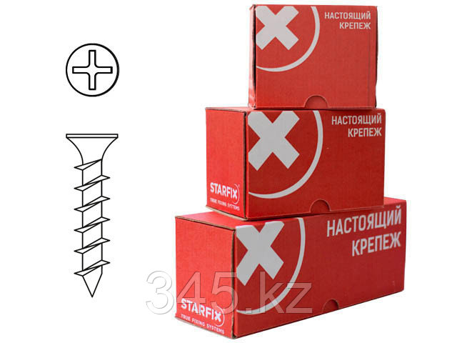 Саморез оконный 4.1х40 мм белый цинк, острый (500 шт в карт. уп.) STARFIX