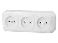 Розетка 3-ая (открытая, б/з) белая, Стандарт, Юпитер