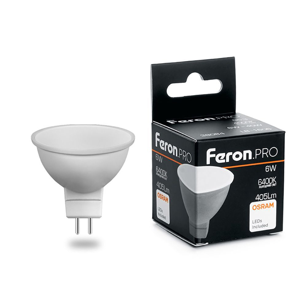 Лампа светодиодная Feron. PRO LB-1606 MR16 G5.3 6W 175-265V 6400K