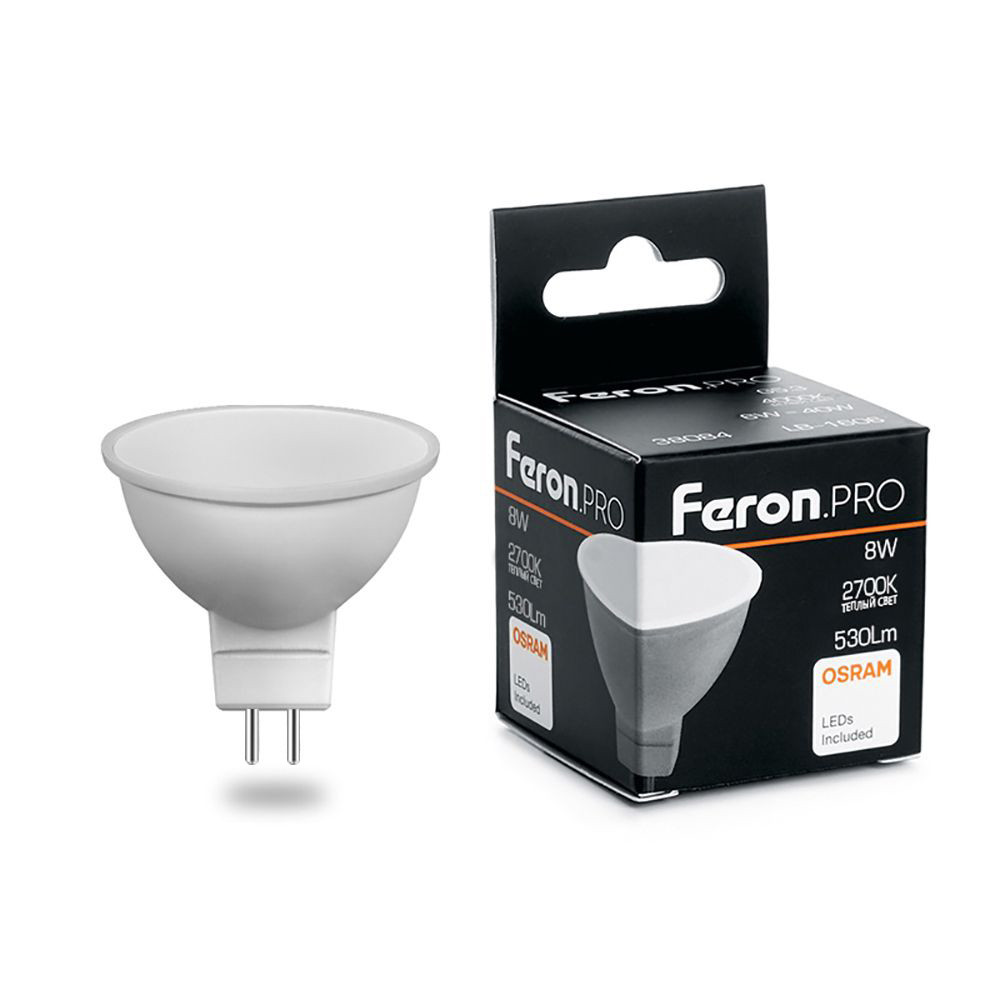 Лампа светодиодная Feron. PRO LB-1608 MR16 G5.3 8W 175-265V 2700K
