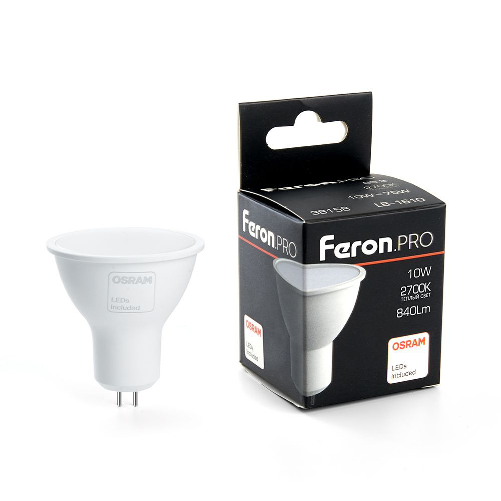 Лампа светодиодная Feron. PRO LB-1610 MR16 G5.3 10W 175-265V 2700K