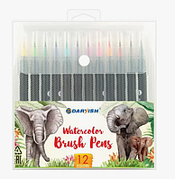 Фломастеры  12 цветов watercolor brush pens
