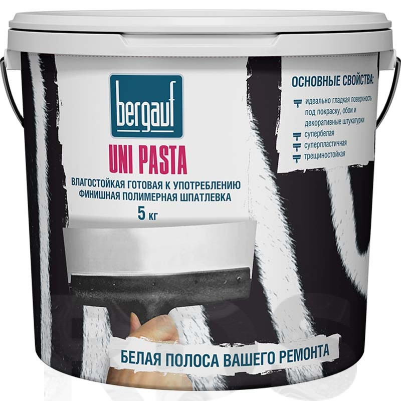 Влагостойкая готовая к употреблению финишная полимерная шпатлевка UNI PASTA 5 кг