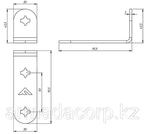 Уголок 90 3 отв Flott Fix, фото 3
