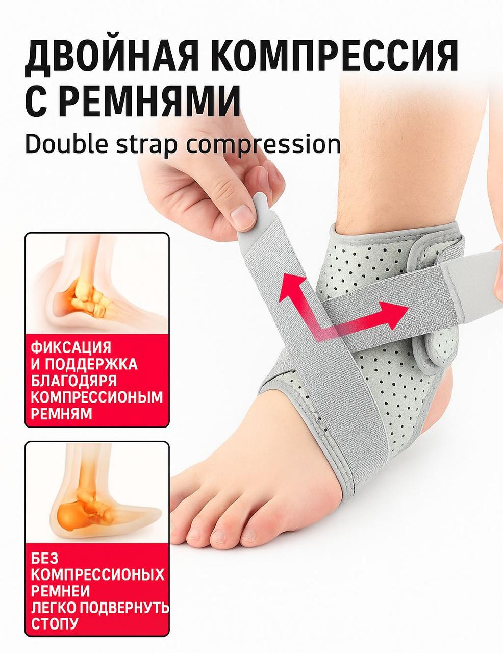 Ортопедический фиксатор голеностопа с компрессией и поддержкой стопы - фото 1 - id-p124927691