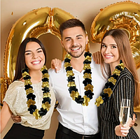 Леи гавайское ожерелье 50 см черно-золотое