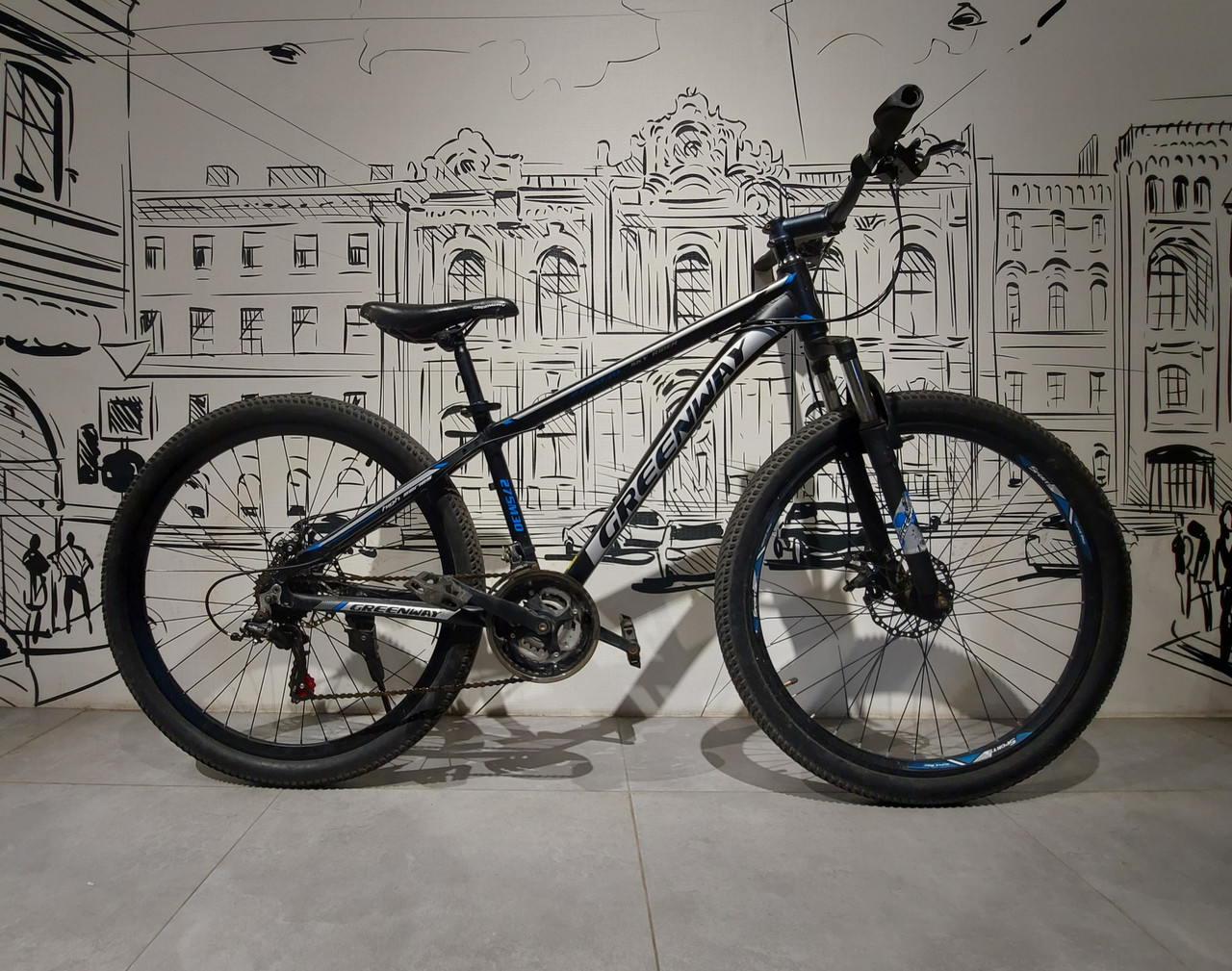 Горный Велосипед "Greenway" 27,5". Алюминиевая рама 16". MTB. Скоростной.  БУ в отличном состоянии.