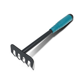 Грабли малые, прямые, 5 зубцов, длина 28.5 см, металл, пластиковая ручка, Greengo