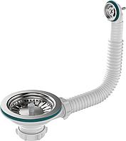 Aquant Выпуск для мойки 3 1/2"х40 с решеткой металл-пластик с круглым переливом.