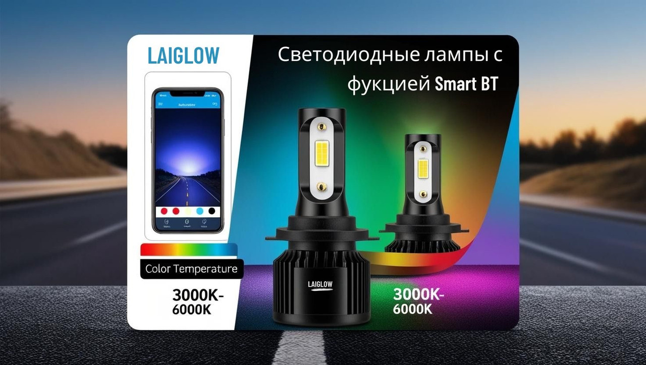 Светодиодная авто лампа Laiglow Smart Light Н11 | 3000–6000K | Bluetooth управление, фото 1