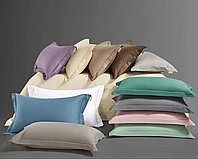 Двуспальные комплекты однотонного постельного белья из сатина (5 цветов).