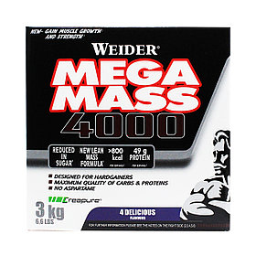 Гейнер высокоуглеводный Weider Mega mass 4000 20 порций 3000 гр