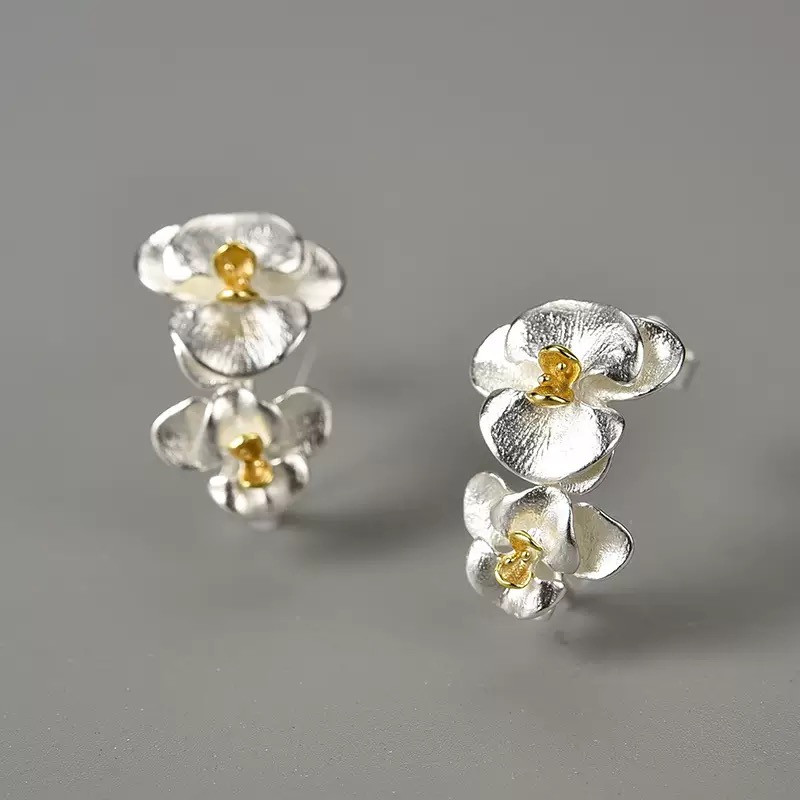 Женские серьги, серебро 925пр (покрыт золотом 18 карат) Lotus Fun (ручная работа) вес 4гр, фото 1