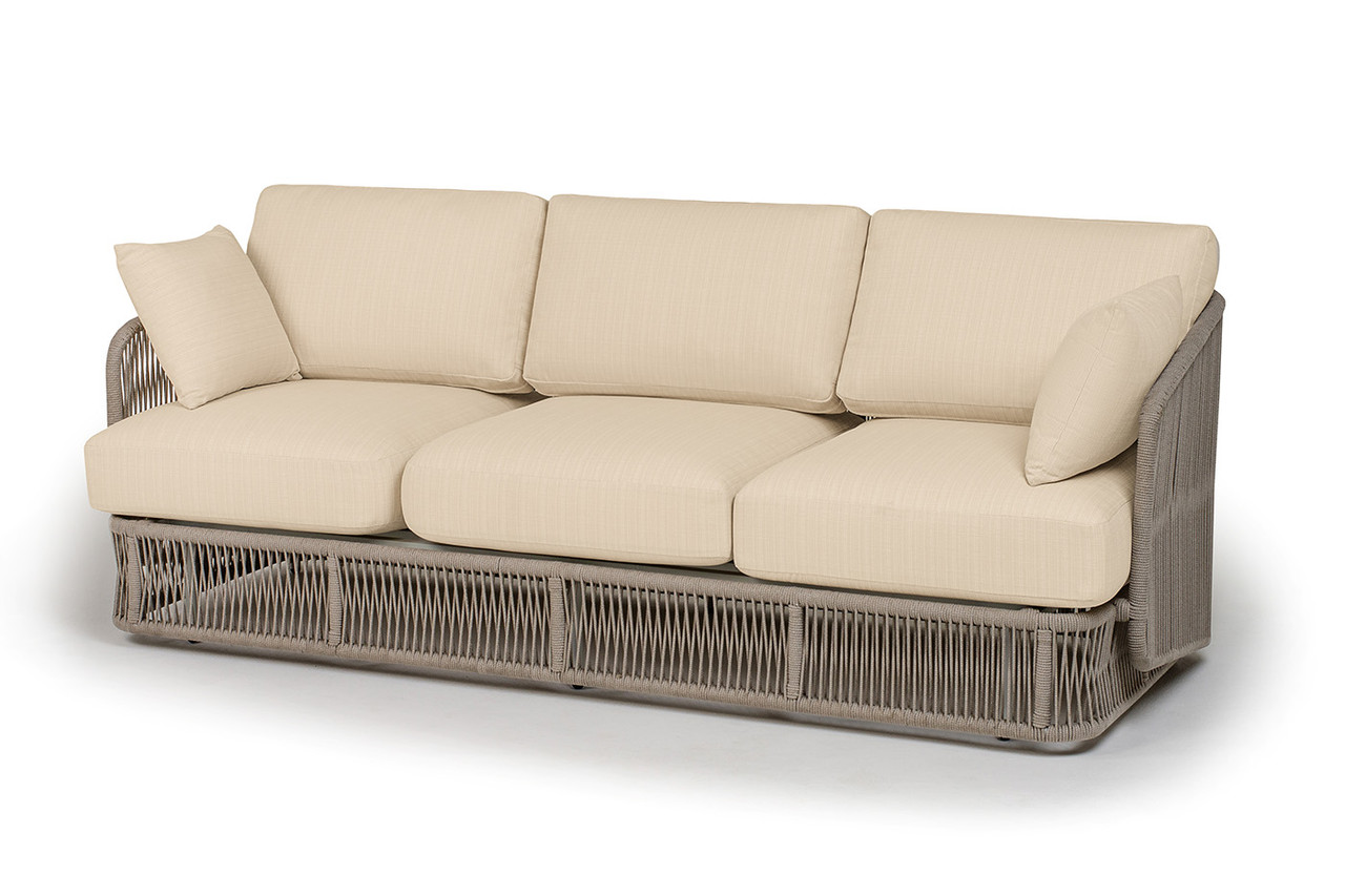 "Альбано" диван 3-местный плетеный из роупа, каркас алюминий светло-серый (RAL7035) муар, роуп серый меланж, фото 1