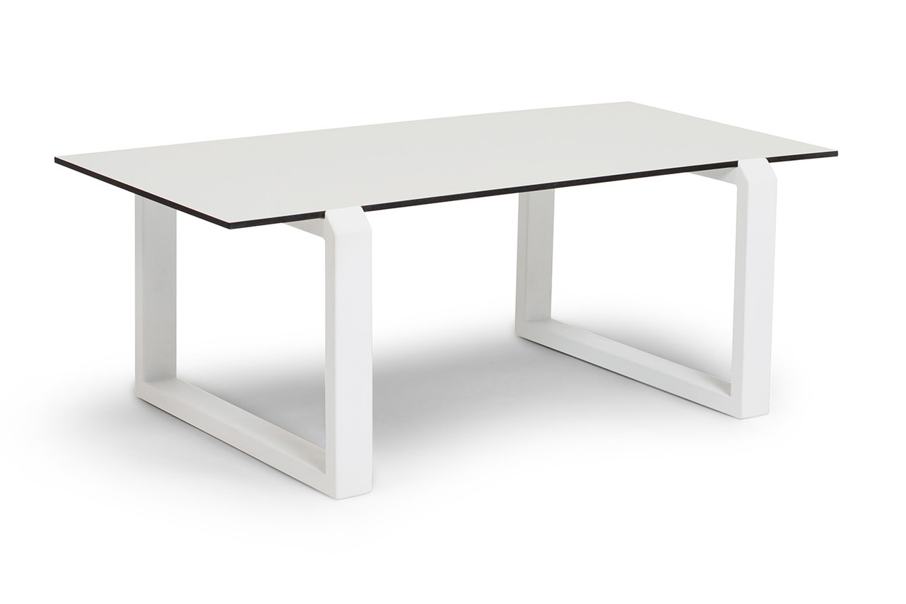 "Варадеро" журнальный стол из HPL 110х60 H43, каркас алюминий белый муар, цвет столешницы "молочный", фото 1