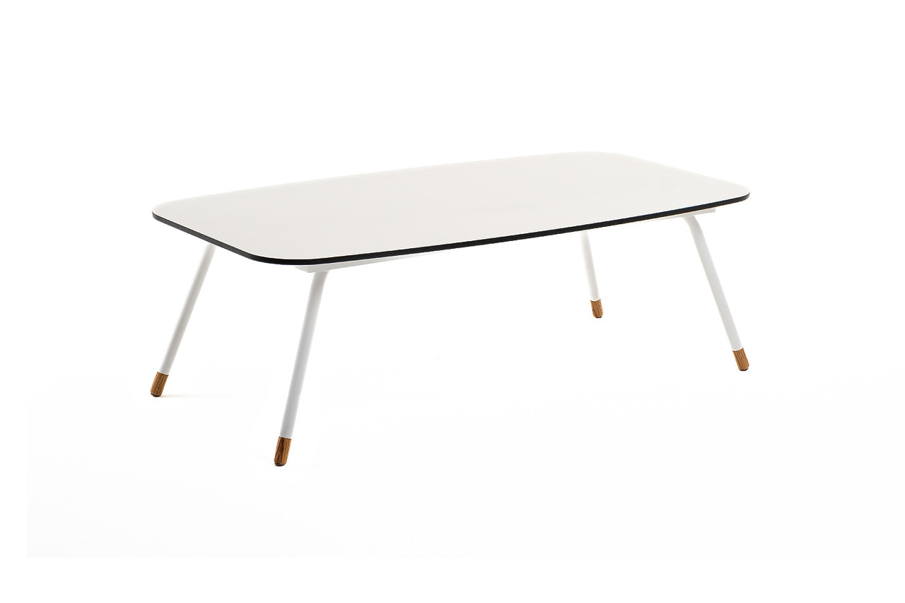 "Верона" журнальный стол из HPL 120х65, H40, каркас белый муар, цвет столешницы "молочный", фото 1