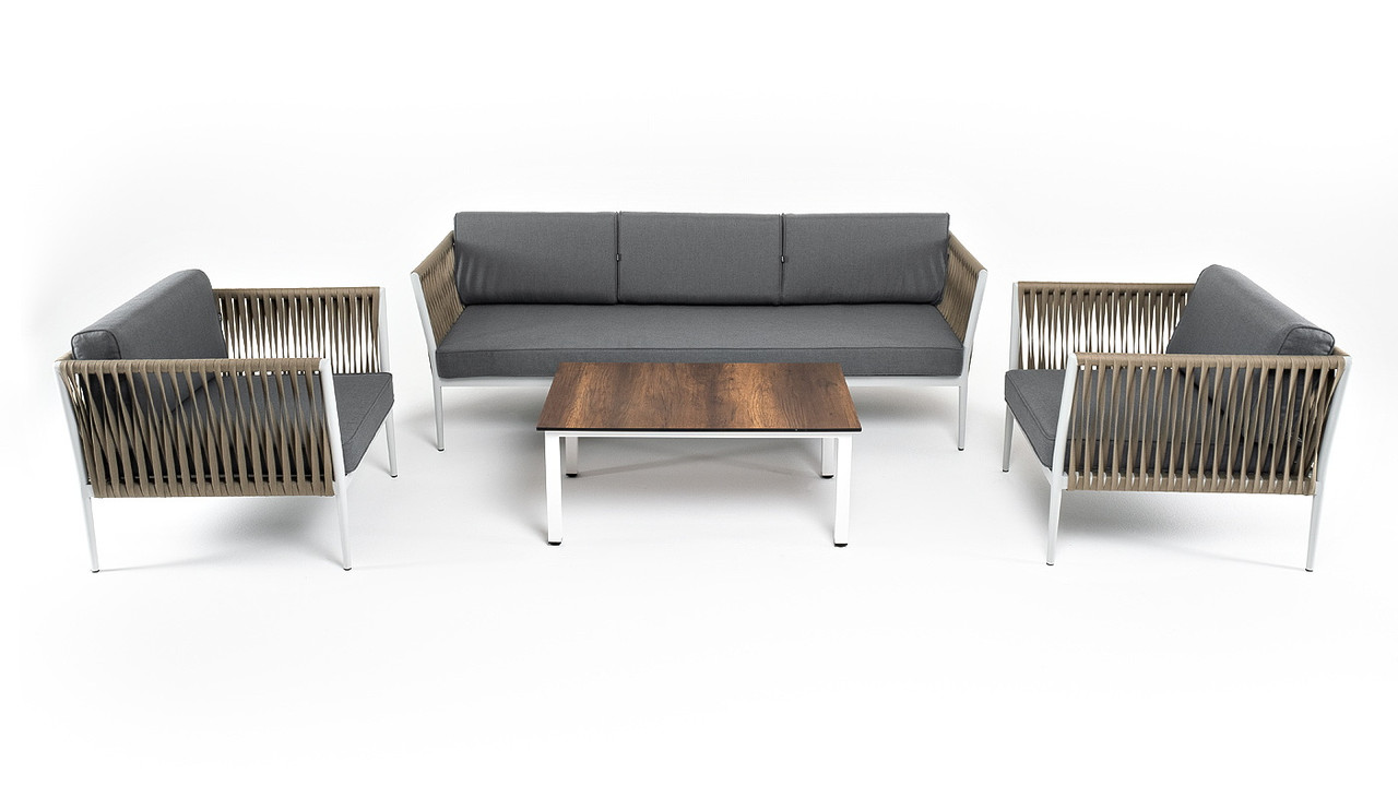 "Касабланка" лаунж-зона плетеная из роупа 5-местная, цвет серый, фото 1