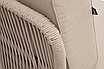 "Канны" угловой модуль плетеный из роупа, каркас алюминий белый муар, роуп бежевый круглый, ткань бежевая, фото 4