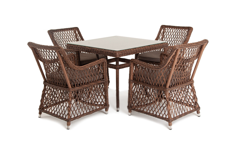 "Айриш" обеденная группа плетеная на 4 персоны, цвет коричневый, фото 1