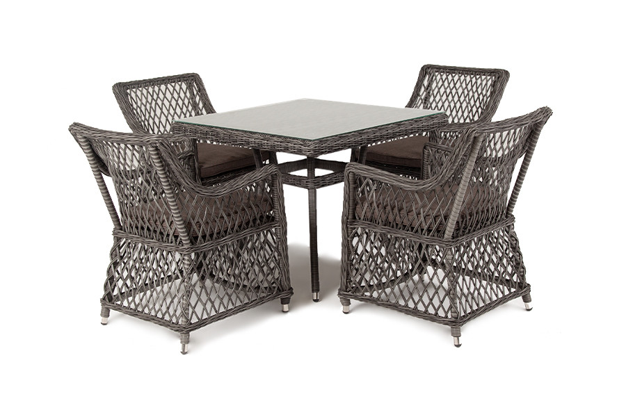 "Айриш" обеденная группа плетеная на 4 персоны, цвет графит, фото 1