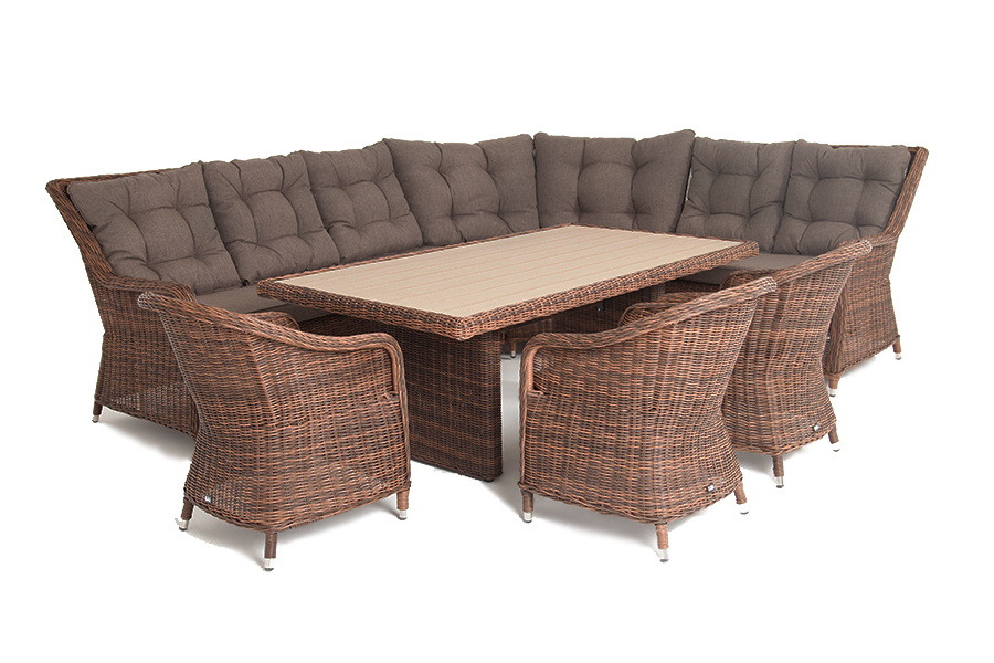 "Бергамо" обеденная группа угловая из искусственного ротанга, цвет коричневый, фото 1