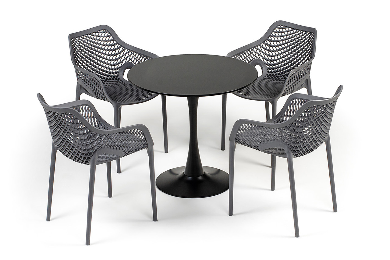 "Беллини" обеденная группа на 4 персоны, цвет темно-серый, фото 1