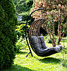"Виши" подвесное кресло-кокон из искусственного ротанга, цвет коричневый с серо-коричневой подушкой, фото 2