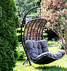 "Виши" подвесное кресло-кокон из искусственного ротанга, цвет коричневый с серо-коричневой подушкой, фото 3