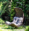 "Виши" подвесное кресло-кокон из искусственного ротанга, цвет коричневый с серо-коричневой подушкой, фото 6