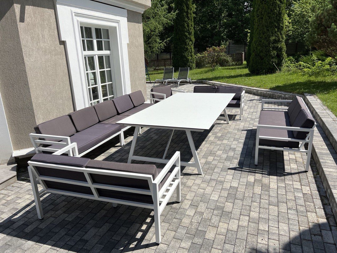 "Рио" стол из HPL 300х120см, цвет столешницы "черный мрамор", угол R3мм, фото 1