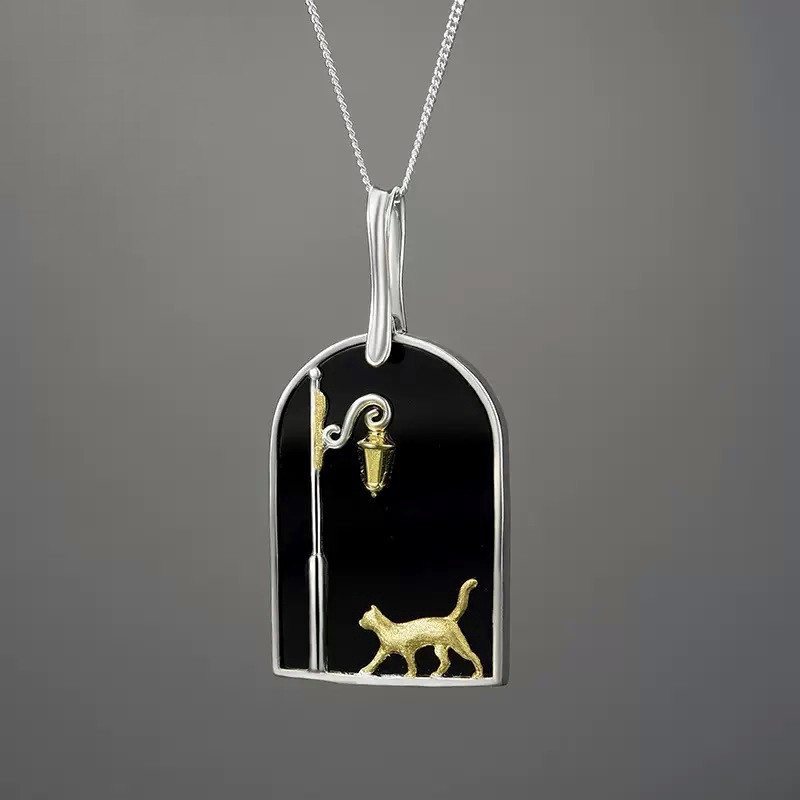 Кулон с цепью 45см, серебро 925пр (покрыт 18К золото) Lotus Fun (ручная работа) вес 6,08гр, вставка агат, фото 1