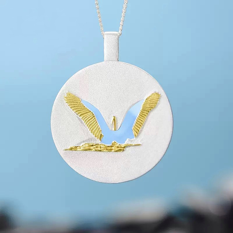 Кулон с цепью 45см, серебро 925пр (покрыт 18К золото) Lotus Fun (ручная работа) вес 6,86гр, вставка агат, фото 1