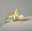 Женское кольцо, серебро 925пр (покрытие 18К золото) Lotus Fun (ручная работа) размер 17,5, вес 2,51гр, вставка жемчуг, фото 2