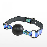 Кляп-шар "Фараон" черный с голографическими вставками синего цвета