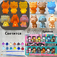 B01-3 Раскраска зверушки 6шт брелок+ 6шт светится, фото 2