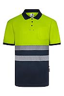 Двухцветная рубашка-поло с короткими рукавами из переработанного полиэстера с сегментированной тесьмой