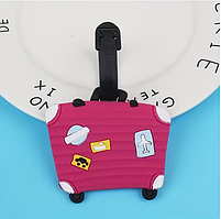 Бирка для багажа гибкая резиновая розовая