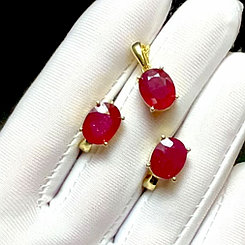 Комплект с натуральными Рубинами 10 мм