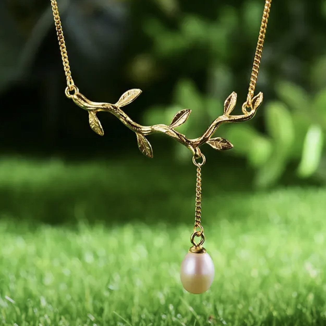 Кулон с цепью 45см, серебро 925пр (покрыт 18К золото) Lotus Fun (ручная работа) вес 3,27гр, вставка культивированный жемчуг, фото 1