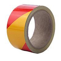Светоотражающая самоклеящаяся лента разметочная маркировочная красно-желтая 30 м