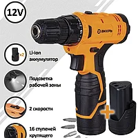 Аккумуляторная дрель-шуруповёрт Вихрь ДА-12Л-2КА 72/14/26 - незаменимый помощник мастера в ремонте или строительстве. Прибор аккур