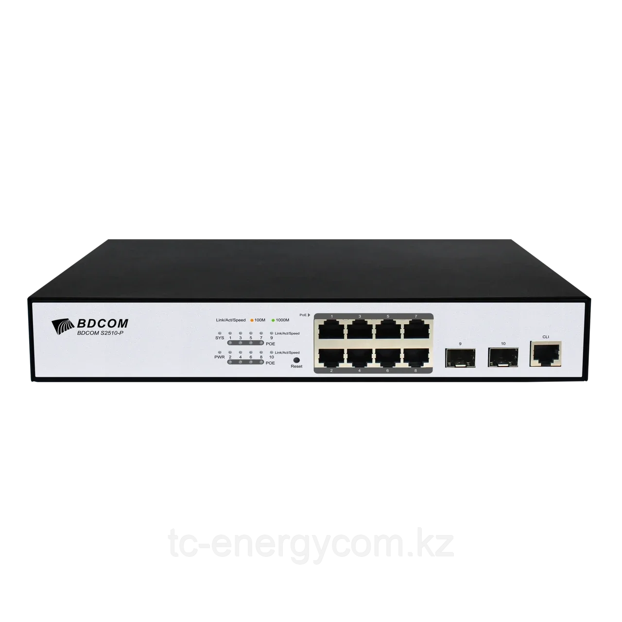 Управляемый PoE коммутатор уровня 2 BDCOM S2510-P, 8x 10/100/1000Base-T, 2x 100/1000BASE-X (SFP), PoE 802.3af/at до 130W, 220VAC